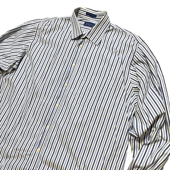 J. MCLAUGHLIN Superfine 2-ply Italian fabric Striped Button Front Shirt SZ XL - Picture 5 of 8